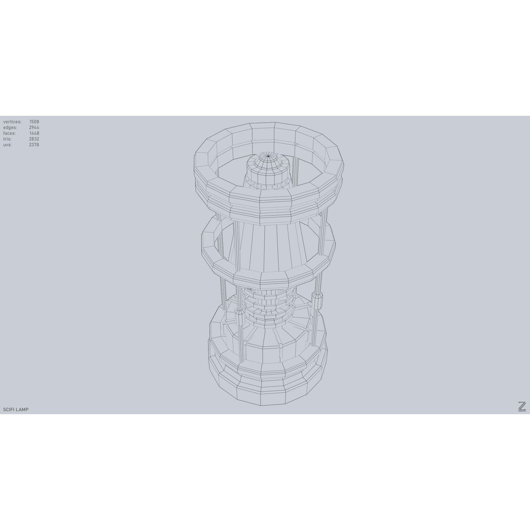 Sci-Fi Lamp 3D Model – Low Poly PBR Asset, FBX & OBJ Formats - View 11