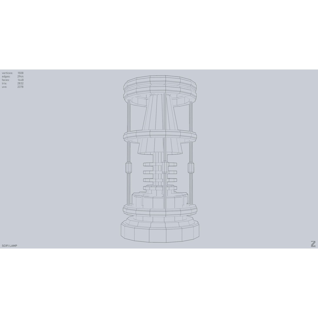Sci-Fi Lamp 3D Model – Low Poly PBR Asset, FBX & OBJ Formats - View 14