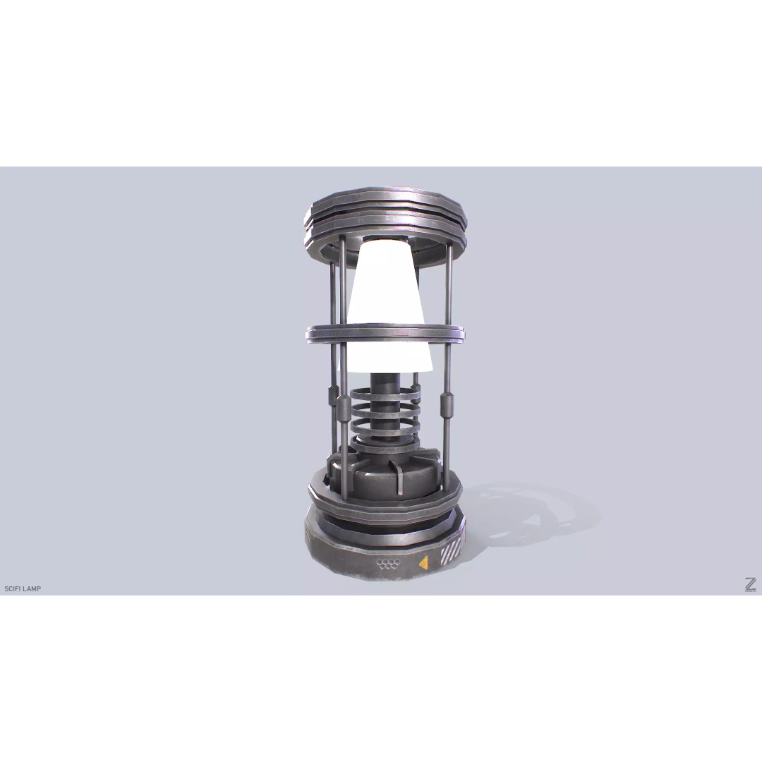 Sci-Fi Lamp 3D Model – Low Poly PBR Asset, FBX & OBJ Formats - View 2