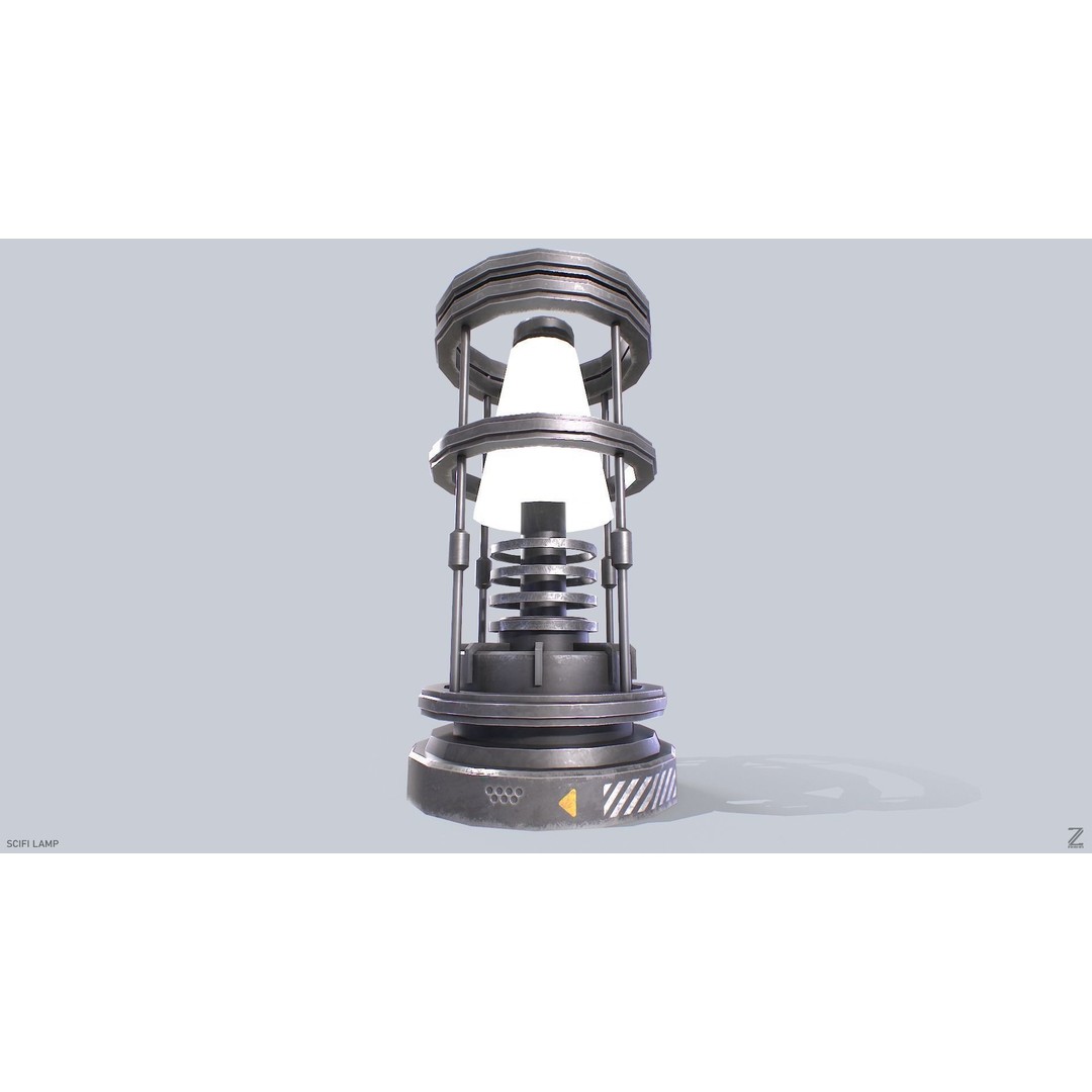 Sci-Fi Lamp 3D Model – Low Poly PBR Asset, FBX & OBJ Formats - View 3