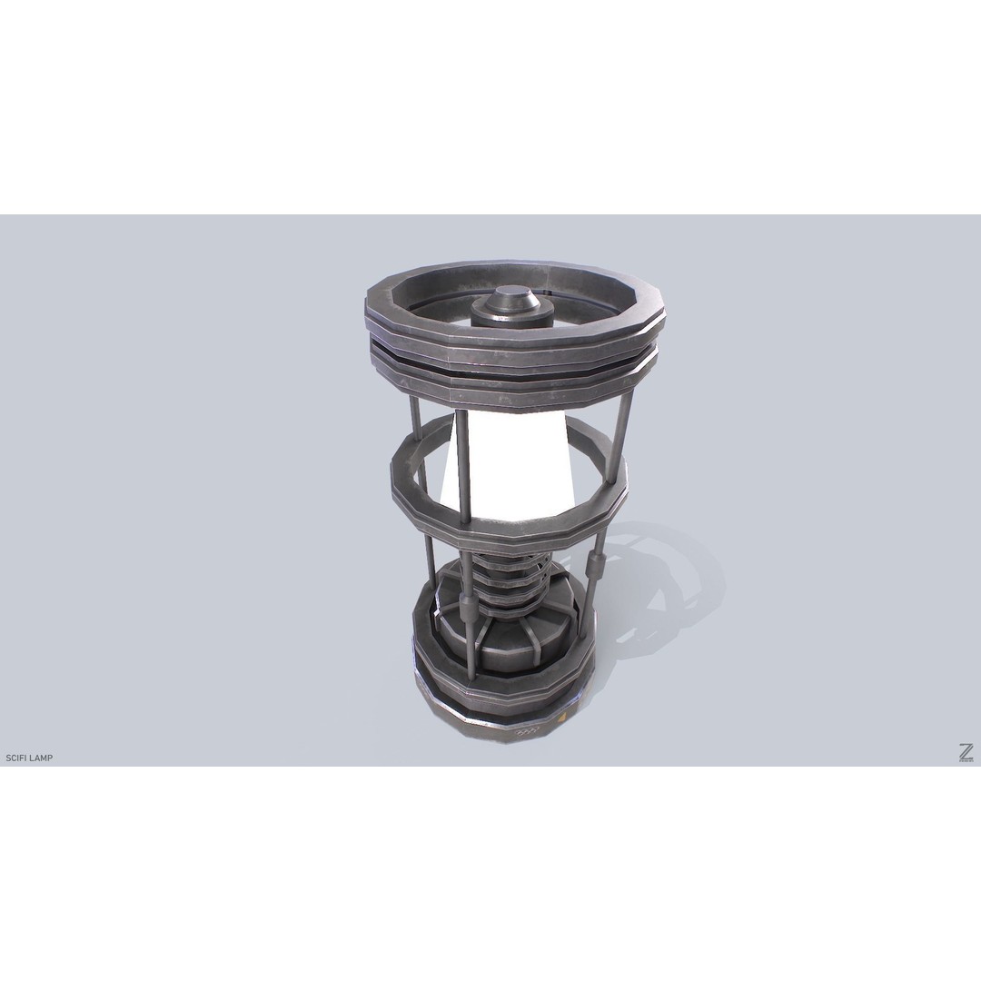 Sci-Fi Lamp 3D Model – Low Poly PBR Asset, FBX & OBJ Formats - View 5