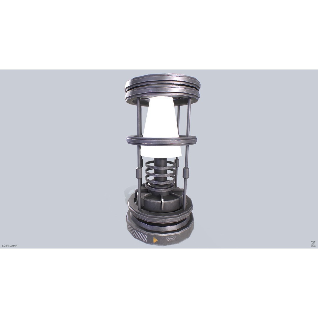 Sci-Fi Lamp 3D Model – Low Poly PBR Asset, FBX & OBJ Formats - View 6
