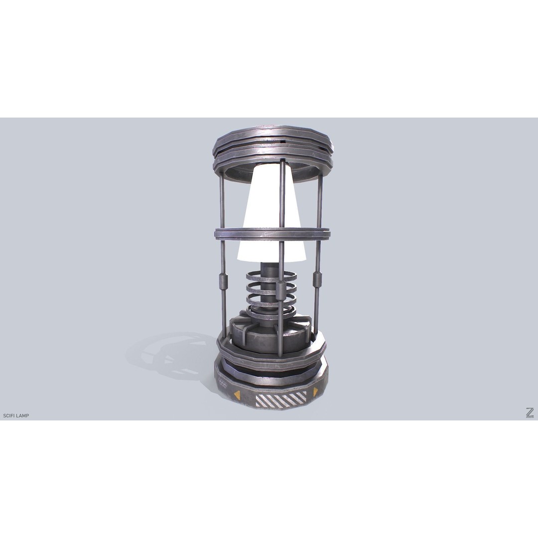 Sci-Fi Lamp 3D Model – Low Poly PBR Asset, FBX & OBJ Formats - View 7