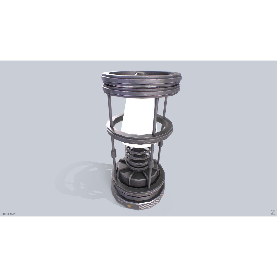 Sci-Fi Lamp 3D Model – Low Poly PBR Asset, FBX & OBJ Formats - View 8
