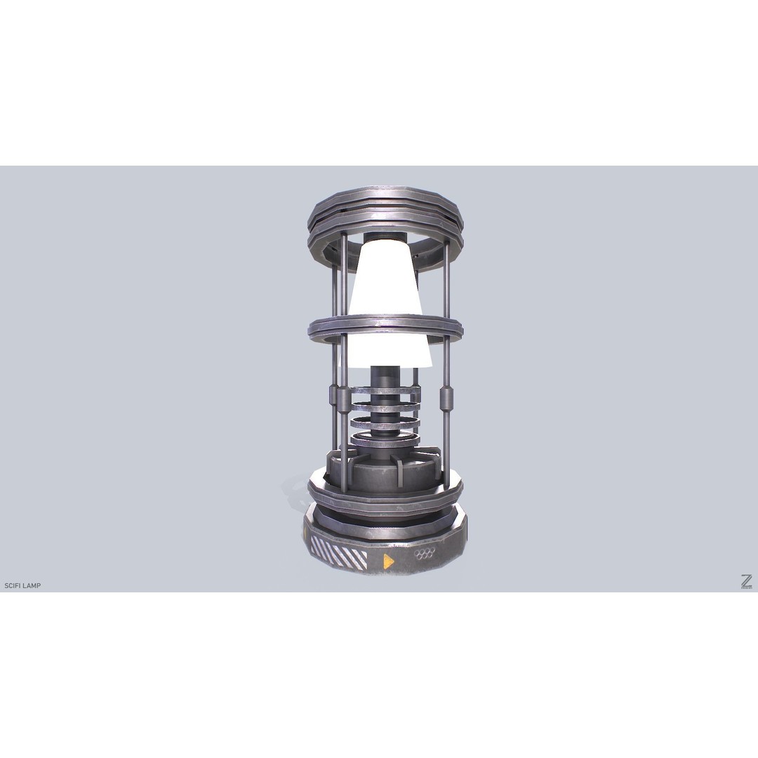 Sci-Fi Lamp 3D Model – Low Poly PBR Asset, FBX & OBJ Formats - View 9