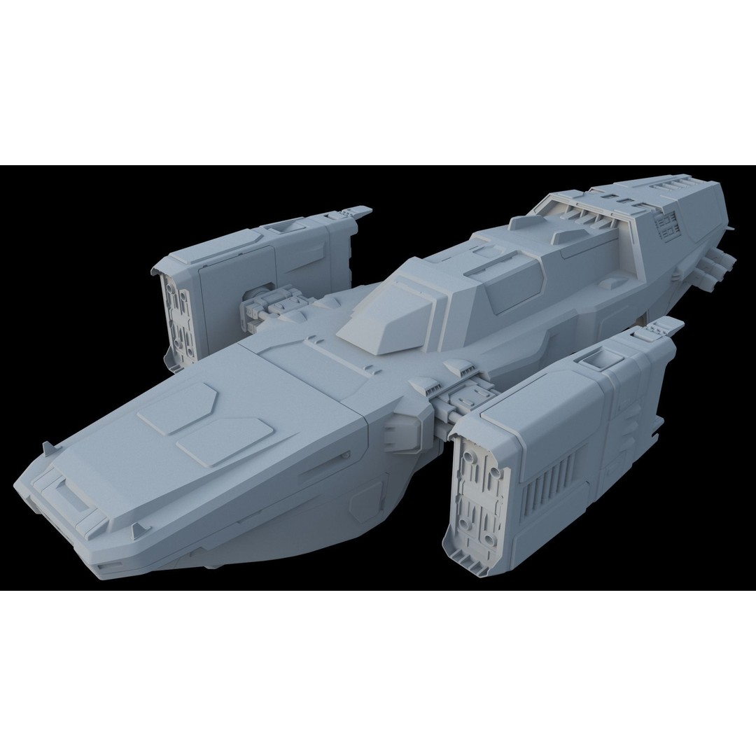 Sci-Fi Cargo Ship 3D Model – Futuristic Space Transport, FBX & OBJ - View 10