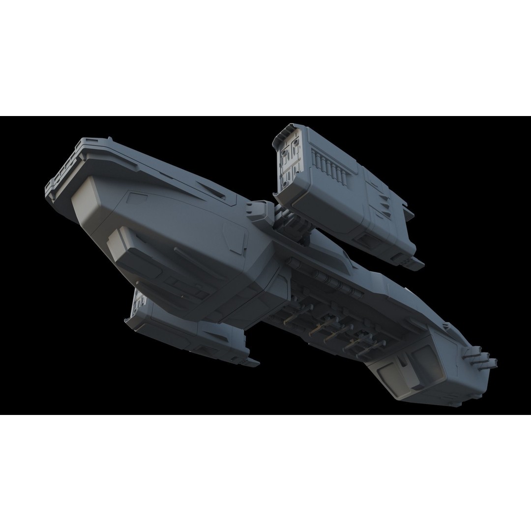 Sci-Fi Cargo Ship 3D Model – Futuristic Space Transport, FBX & OBJ - View 11