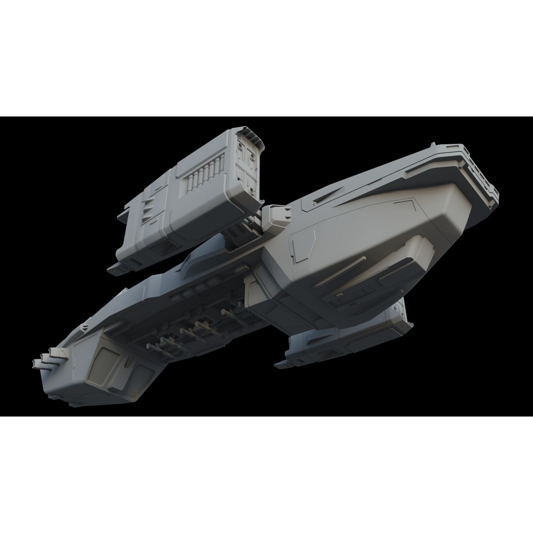 Sci-Fi Cargo Ship 3D Model – Futuristic Space Transport, FBX & OBJ - View 12