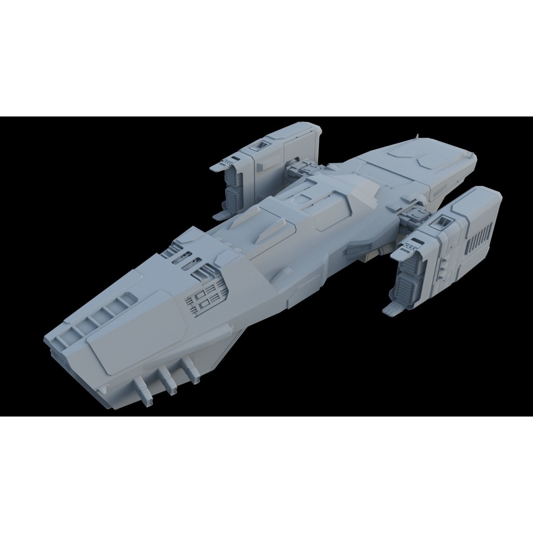 Sci-Fi Cargo Ship 3D Model – Futuristic Space Transport, FBX & OBJ - View 13