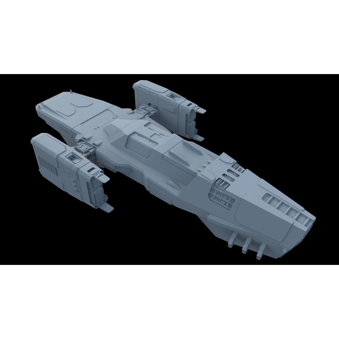 Sci-Fi Cargo Ship 3D Model – Futuristic Space Transport, FBX & OBJ - View 14