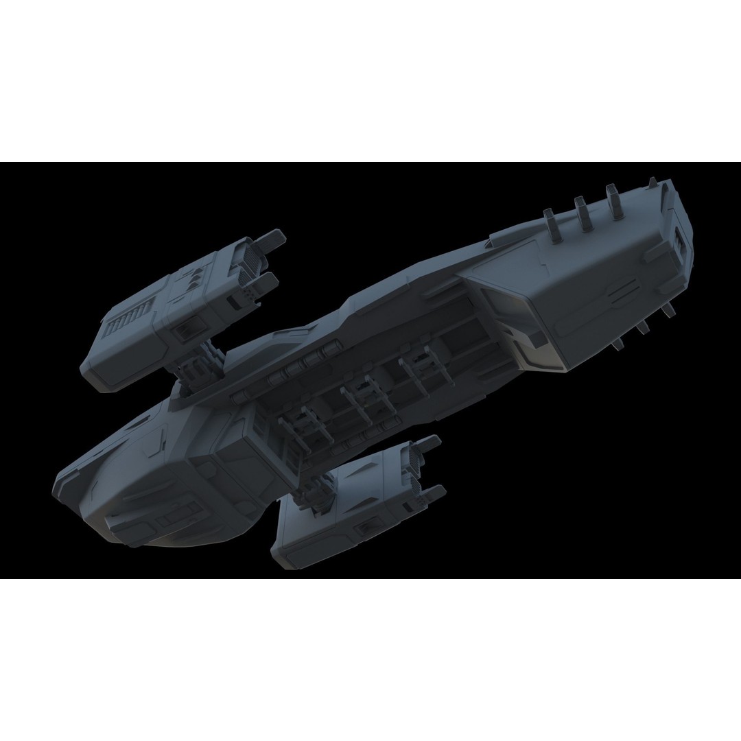 Sci-Fi Cargo Ship 3D Model – Futuristic Space Transport, FBX & OBJ - View 15