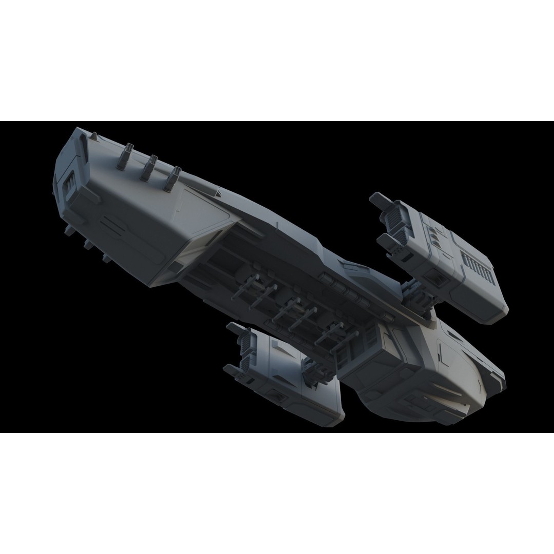 Sci-Fi Cargo Ship 3D Model – Futuristic Space Transport, FBX & OBJ - View 16