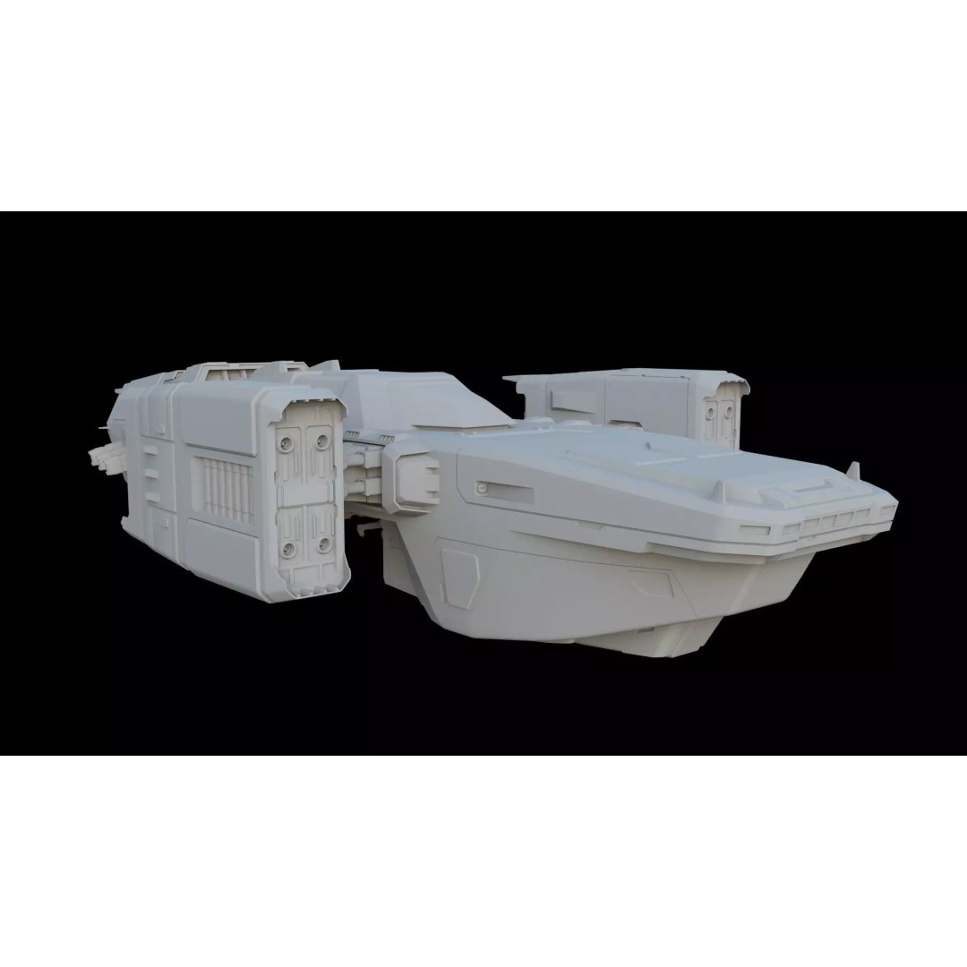 Sci-Fi Cargo Ship 3D Model – Futuristic Space Transport, FBX & OBJ - View 2