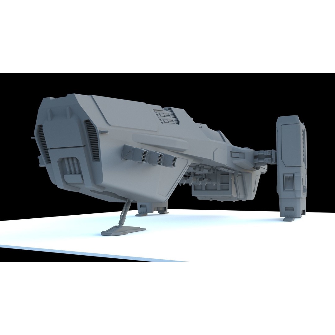 Sci-Fi Cargo Ship 3D Model – Futuristic Space Transport, FBX & OBJ - View 20