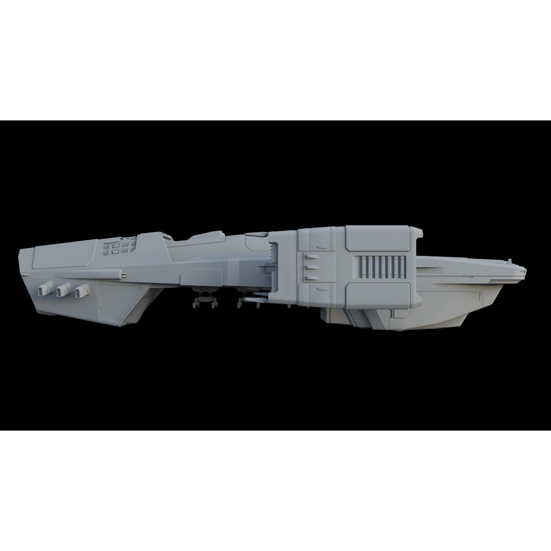 Sci-Fi Cargo Ship 3D Model – Futuristic Space Transport, FBX & OBJ - View 3