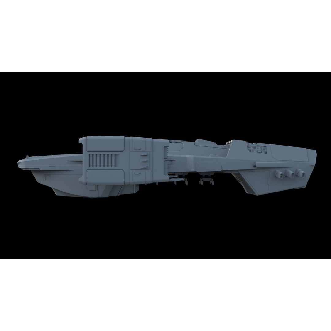 Sci-Fi Cargo Ship 3D Model – Futuristic Space Transport, FBX & OBJ - View 4