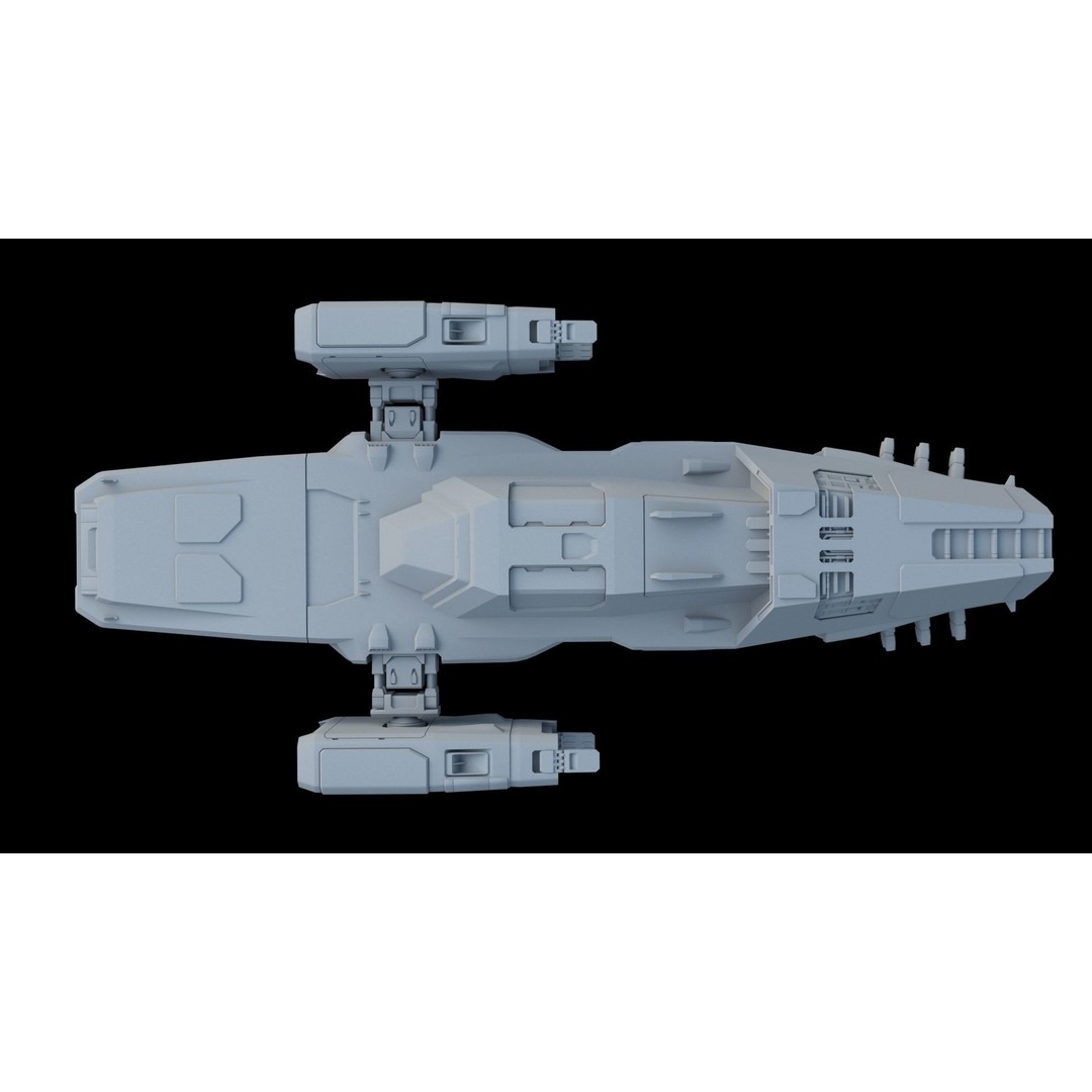 Sci-Fi Cargo Ship 3D Model – Futuristic Space Transport, FBX & OBJ - View 7