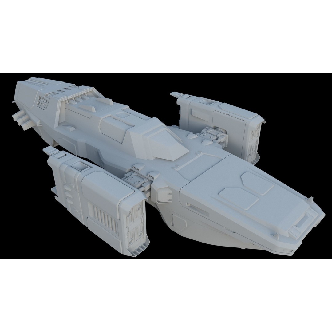 Sci-Fi Cargo Ship 3D Model – Futuristic Space Transport, FBX & OBJ - View 9