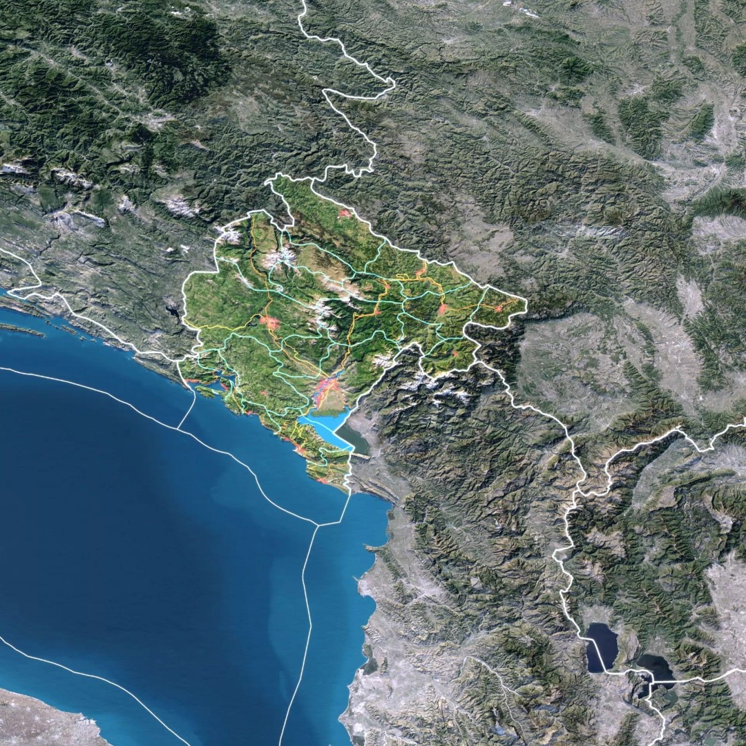 Montenegro Map 3D Model – Realistic Satellite Terrain, FBX/OBJ - View 3