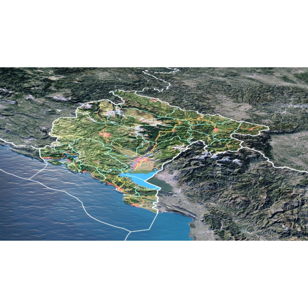 Montenegro Map 3D Model – Realistic Satellite Terrain, FBX/OBJ - View 4