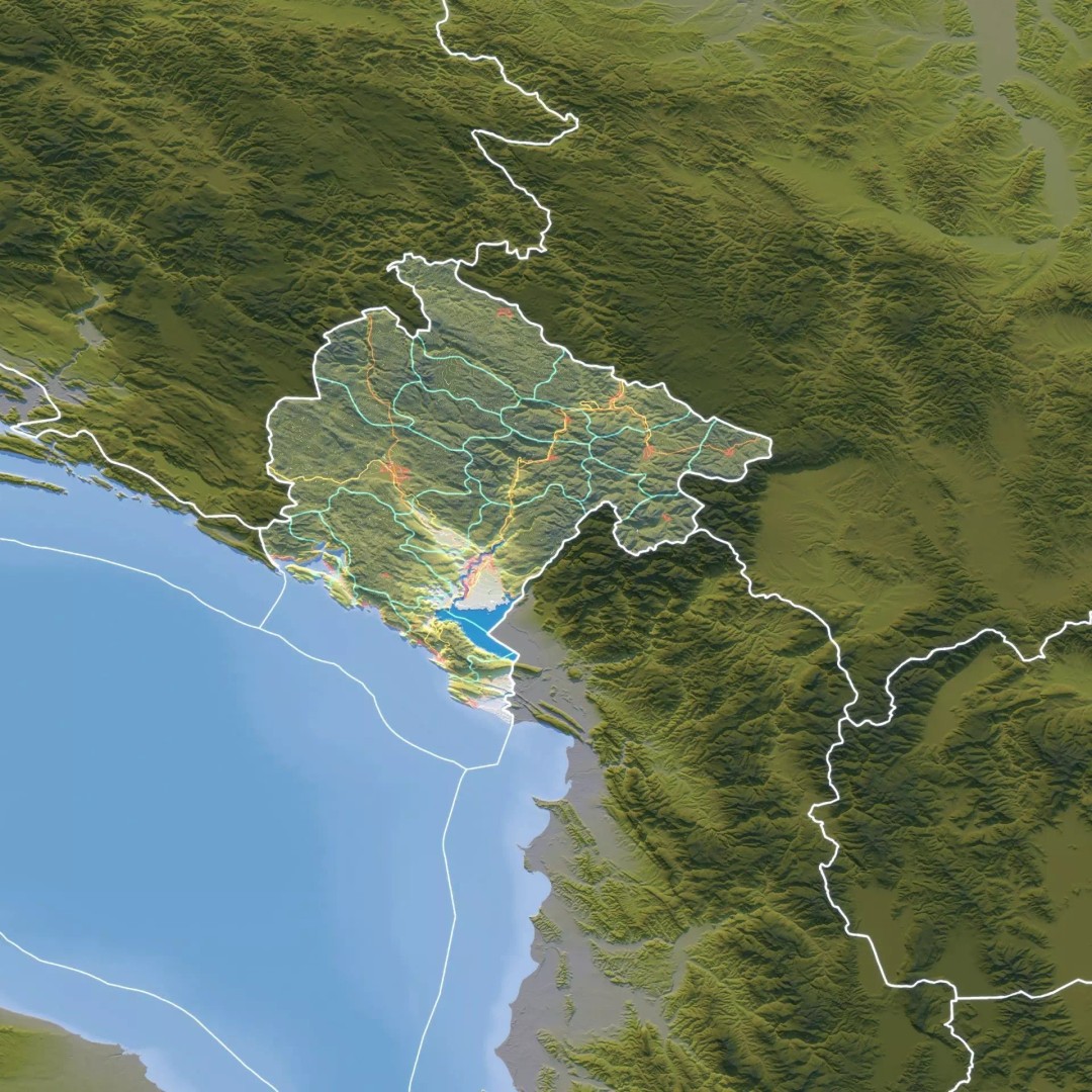 Montenegro Map 3D Model – Realistic Satellite Terrain, FBX/OBJ - View 9