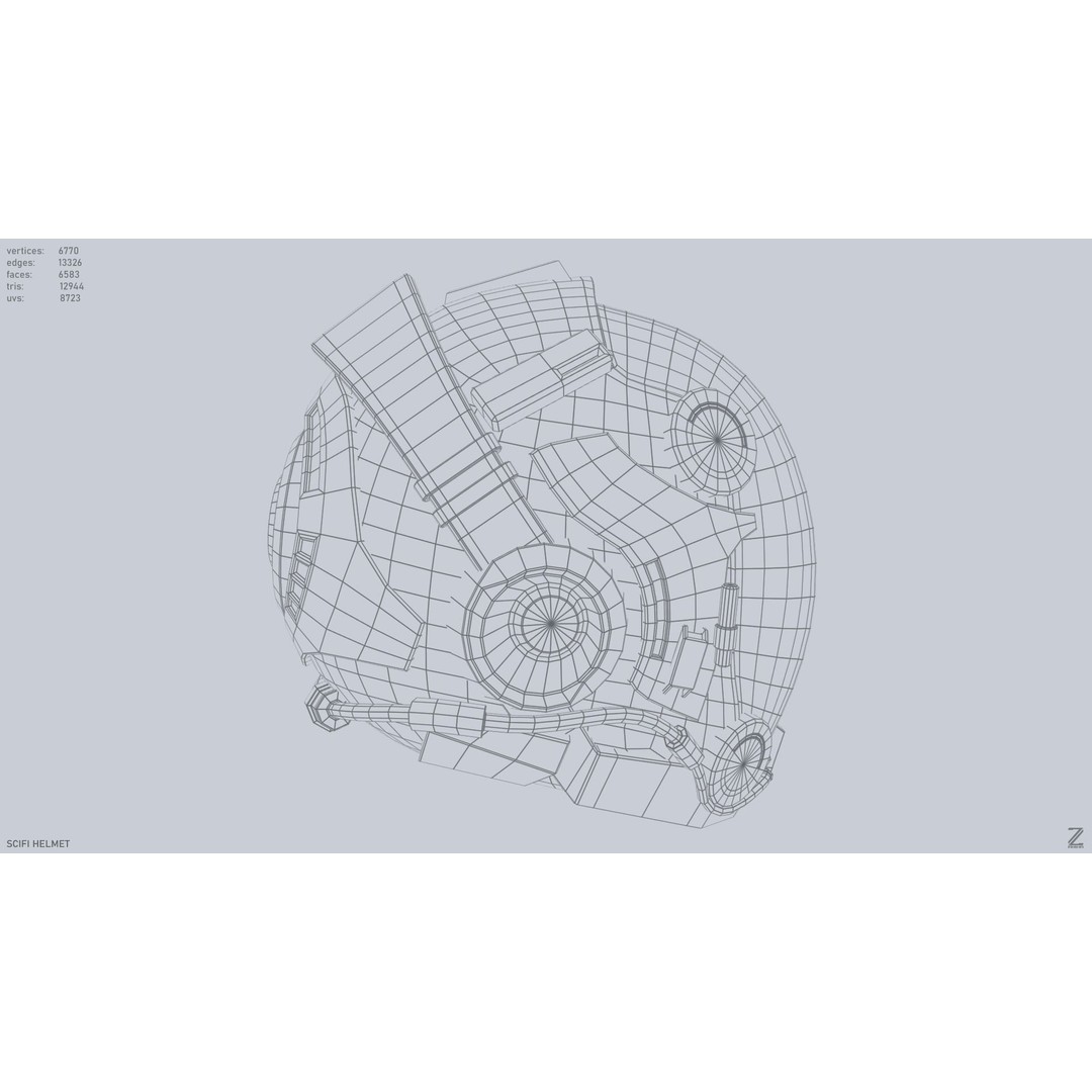 Sci-Fi Helmet 3D Model – Low Poly Futuristic Armor, FBX, OBJ