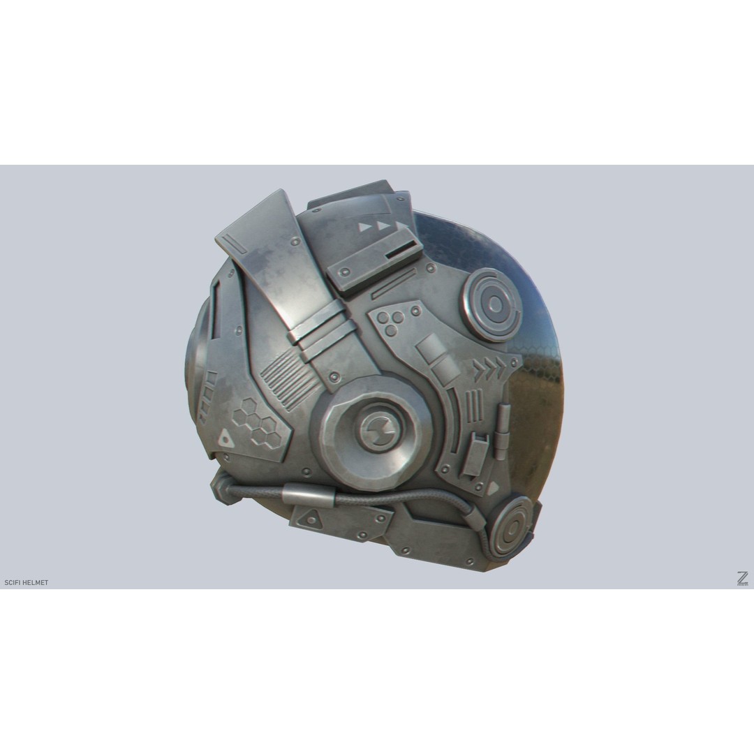 Sci-Fi Helmet 3D Model – Low Poly Futuristic Armor, FBX, OBJ - View 10