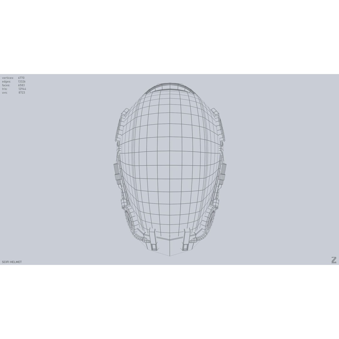 Sci-Fi Helmet 3D Model – Low Poly Futuristic Armor, FBX, OBJ - View 11