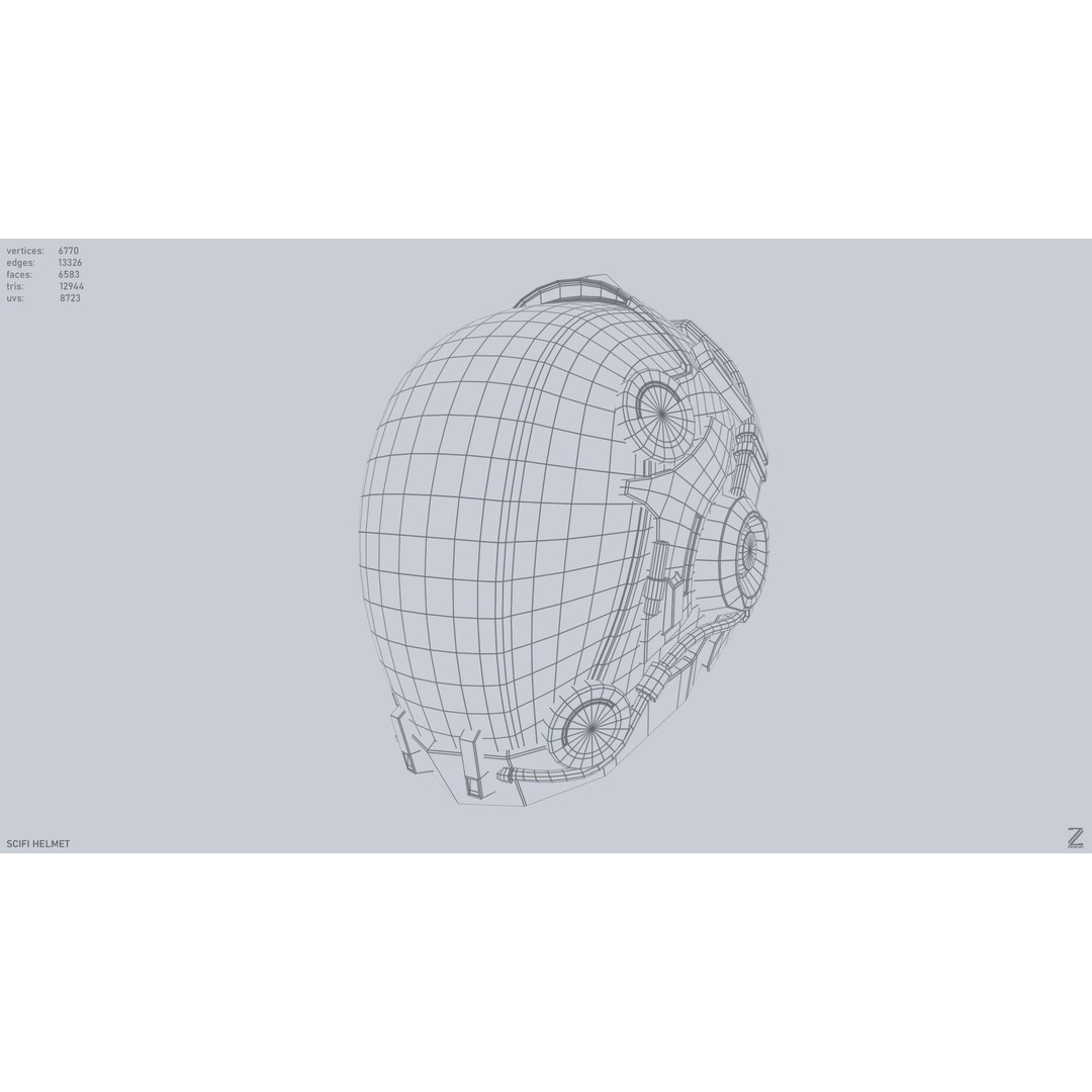 Sci-Fi Helmet 3D Model – Low Poly Futuristic Armor, FBX, OBJ - View 12