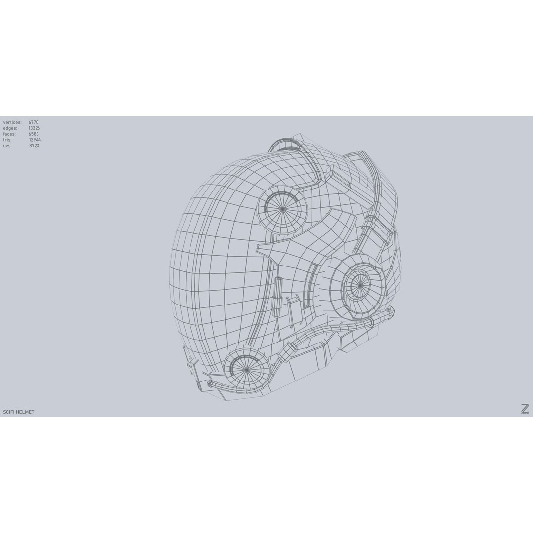 Sci-Fi Helmet 3D Model – Low Poly Futuristic Armor, FBX, OBJ - View 13