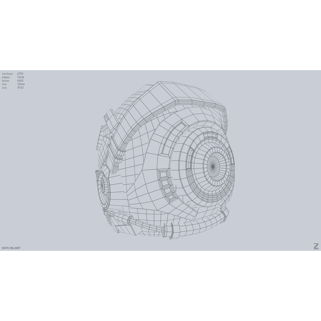 Sci-Fi Helmet 3D Model – Low Poly Futuristic Armor, FBX, OBJ - View 14