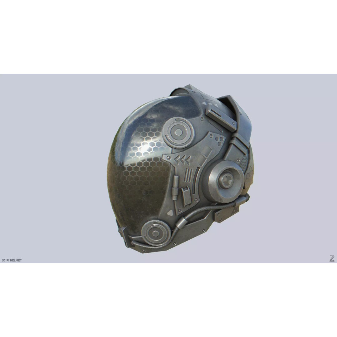 Sci-Fi Helmet 3D Model – Low Poly Futuristic Armor, FBX, OBJ - View 2