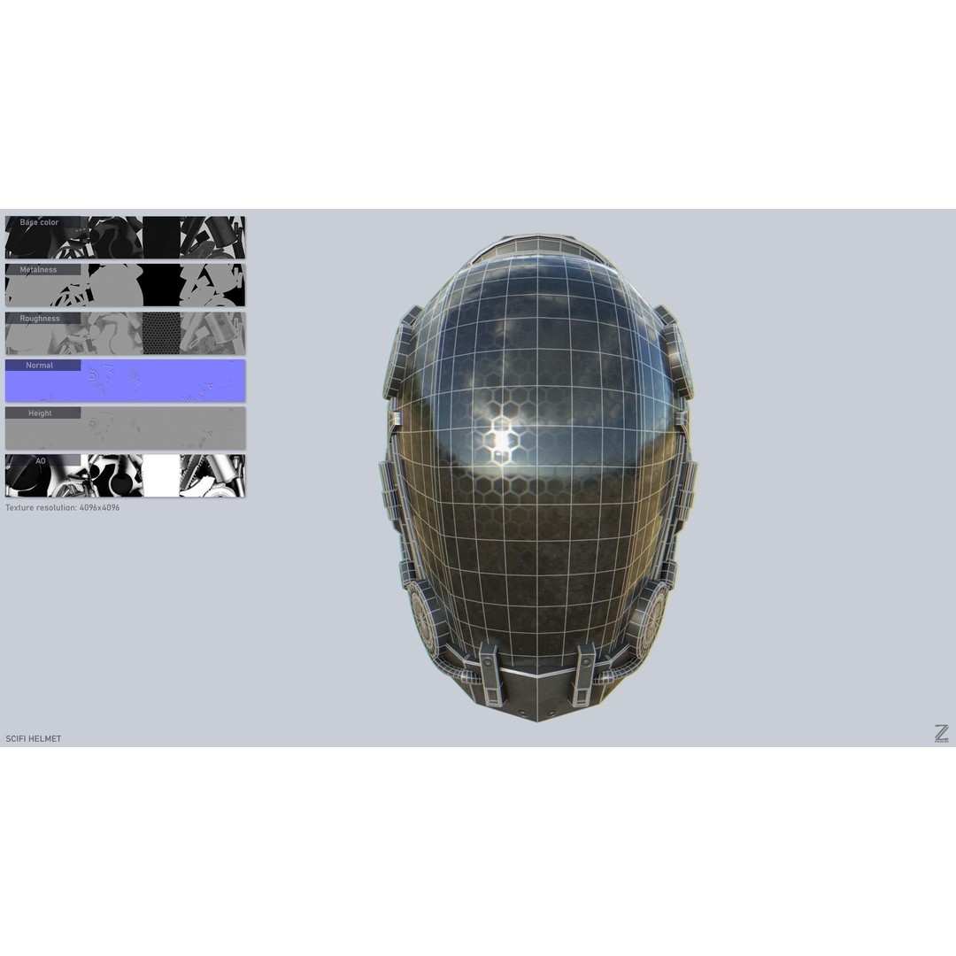 Sci-Fi Helmet 3D Model – Low Poly Futuristic Armor, FBX, OBJ - View 4