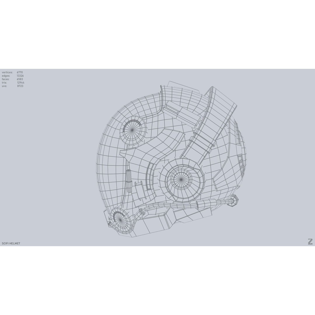 Sci-Fi Helmet 3D Model – Low Poly Futuristic Armor, FBX, OBJ - View 5