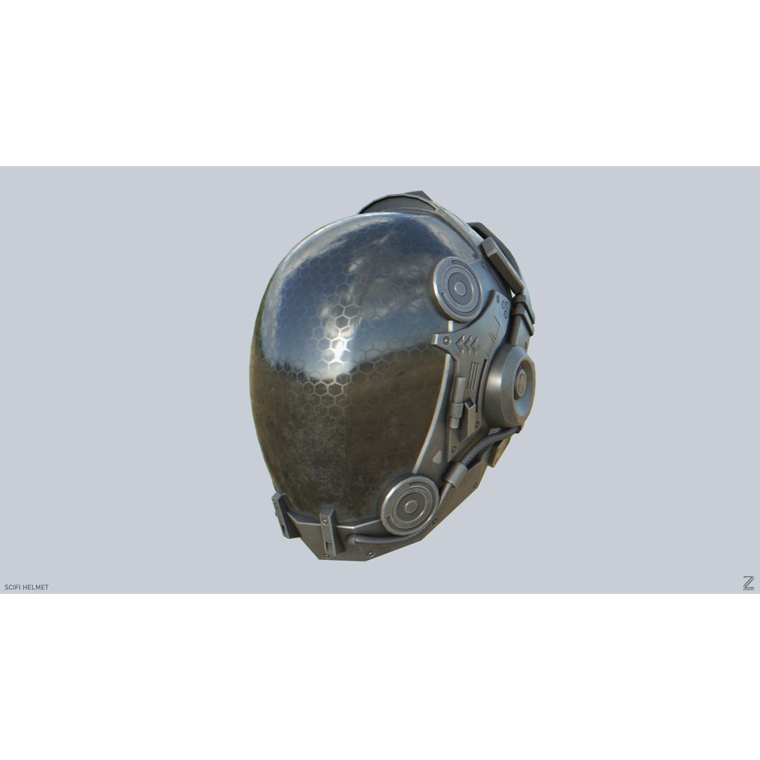 Sci-Fi Helmet 3D Model – Low Poly Futuristic Armor, FBX, OBJ - View 7