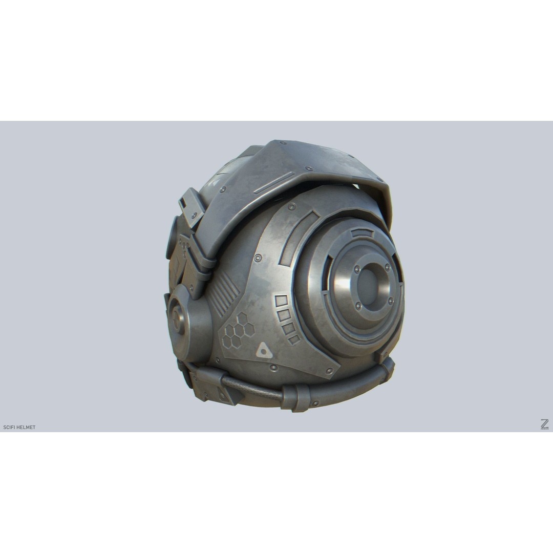 Sci-Fi Helmet 3D Model – Low Poly Futuristic Armor, FBX, OBJ - View 8