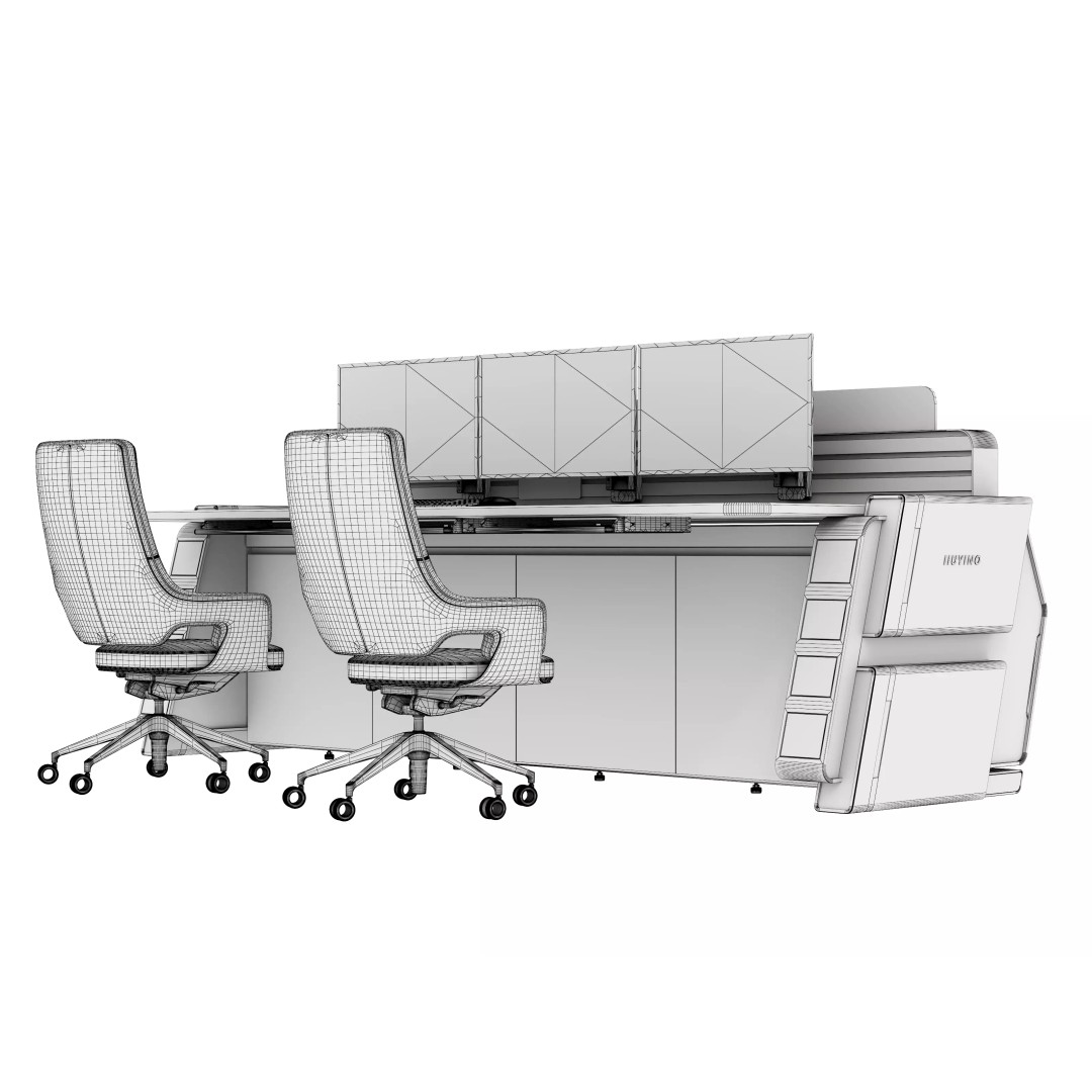 Control Room Desk 3D Model – Game-Ready Interior Furniture, FBX, OBJ - View 15