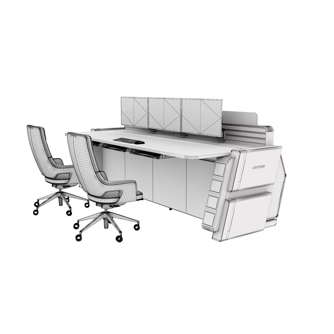 Control Room Desk 3D Model – Game-Ready Interior Furniture, FBX, OBJ - View 16