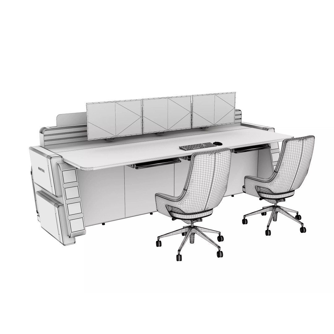 Control Room Desk 3D Model – Game-Ready Interior Furniture, FBX, OBJ - View 21