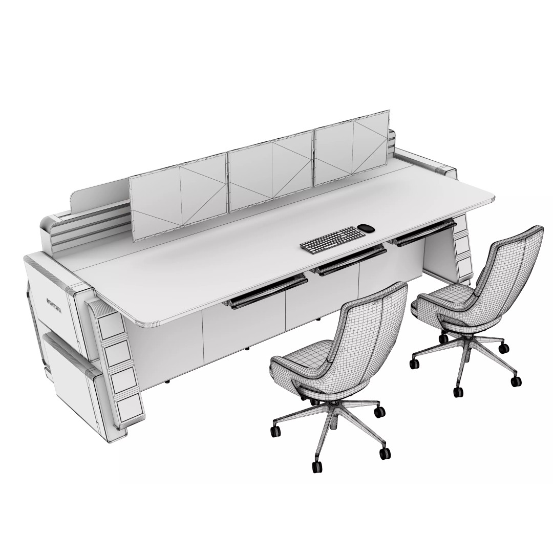 Control Room Desk 3D Model – Game-Ready Interior Furniture, FBX, OBJ - View 23