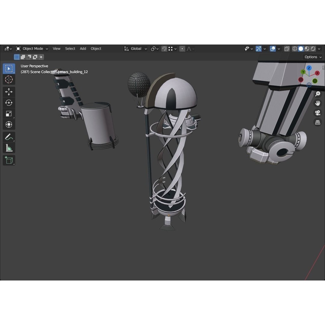 Stylized Space Buildings 3D Model – Low Poly Game Asset, FBX, OBJ - View 10