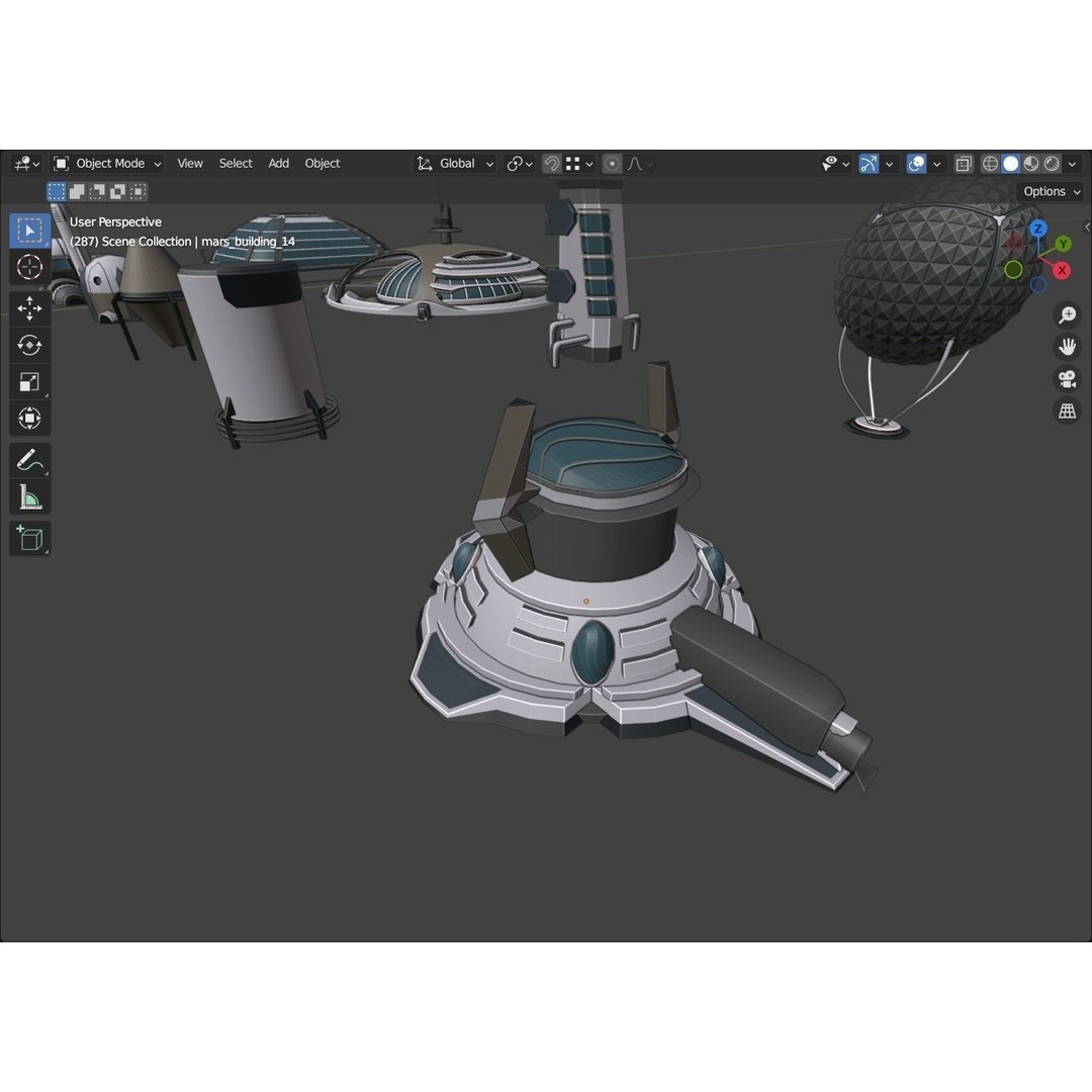Stylized Space Buildings 3D Model – Low Poly Game Asset, FBX, OBJ - View 12