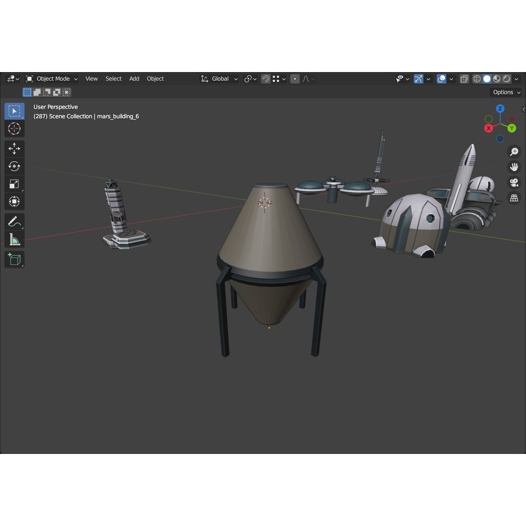 Stylized Space Buildings 3D Model – Low Poly Game Asset, FBX, OBJ - View 13