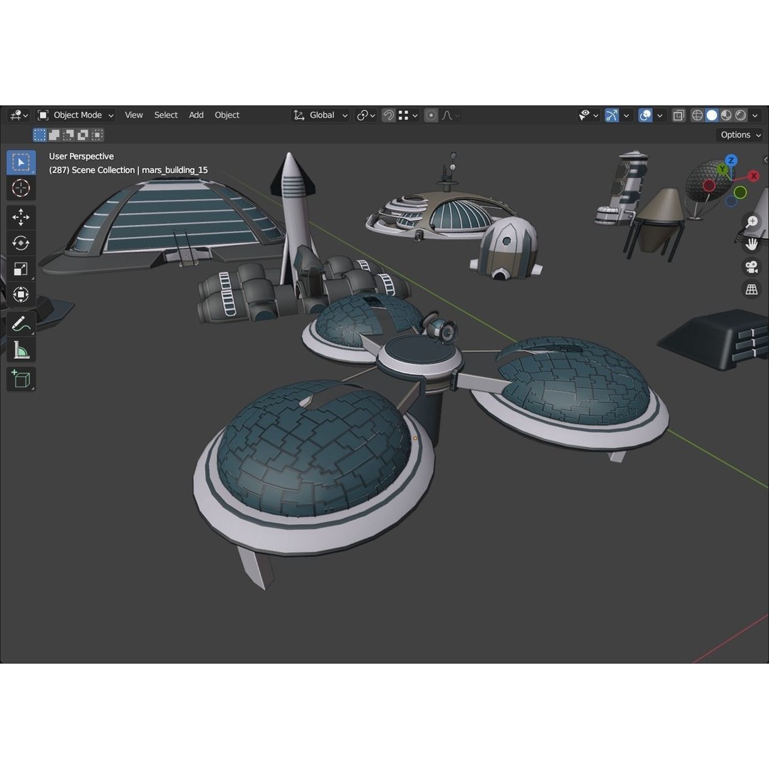 Stylized Space Buildings 3D Model – Low Poly Game Asset, FBX, OBJ - View 15