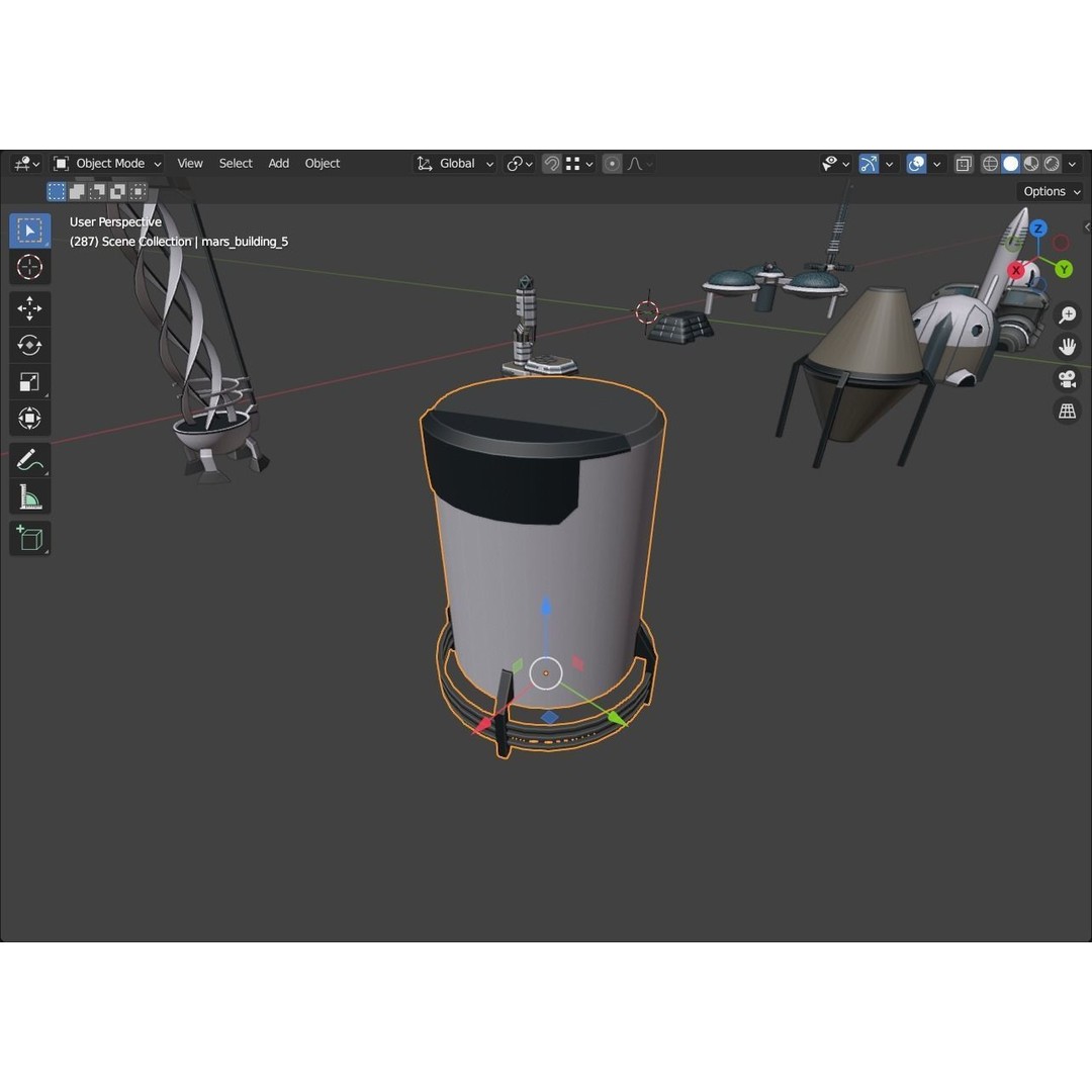 Stylized Space Buildings 3D Model – Low Poly Game Asset, FBX, OBJ - View 16