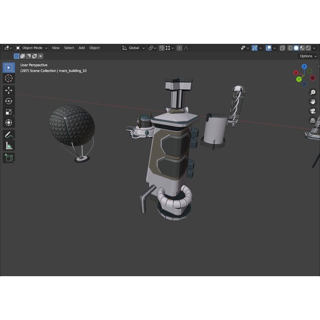 Stylized Space Buildings 3D Model – Low Poly Game Asset, FBX, OBJ - View 21
