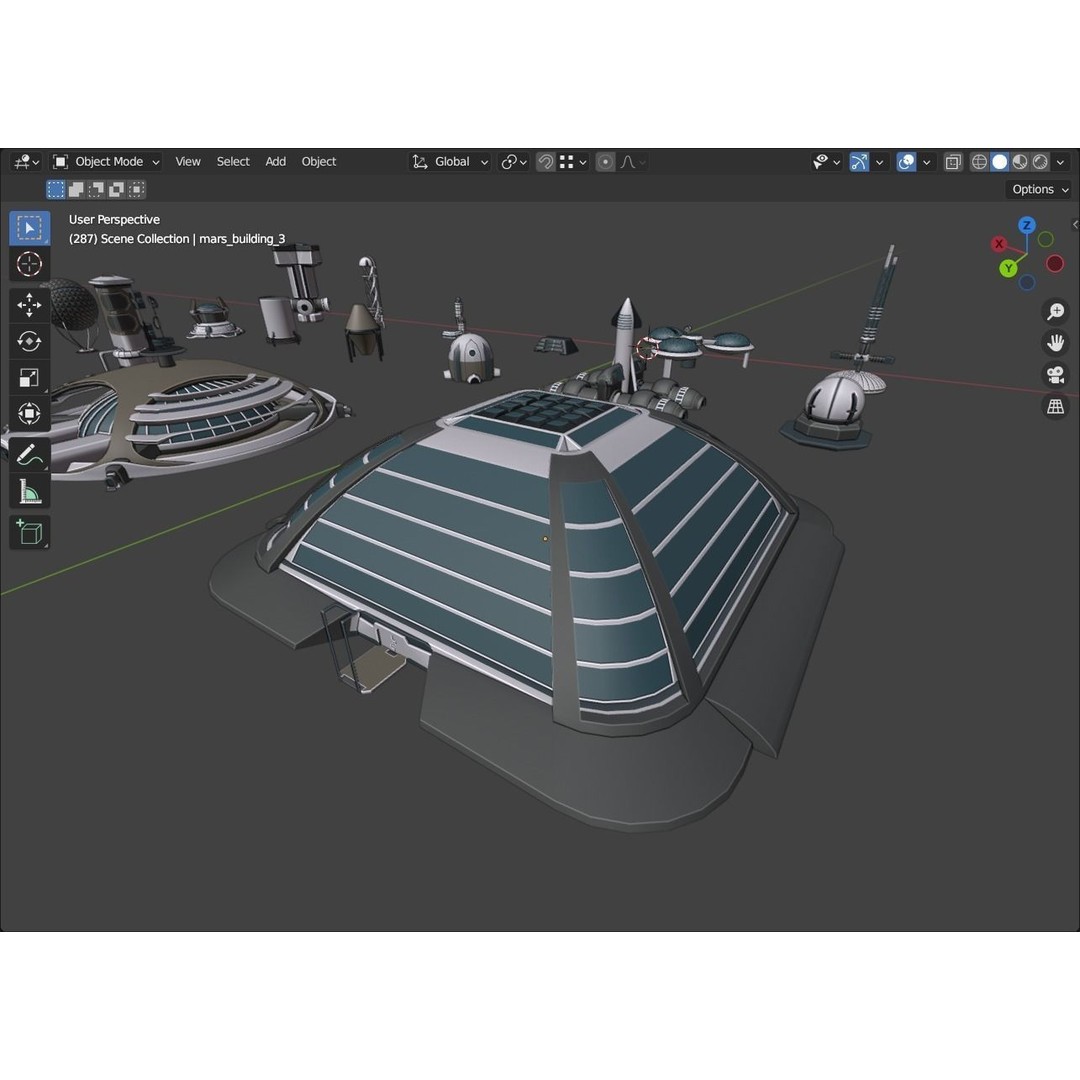 Stylized Space Buildings 3D Model – Low Poly Game Asset, FBX, OBJ - View 23