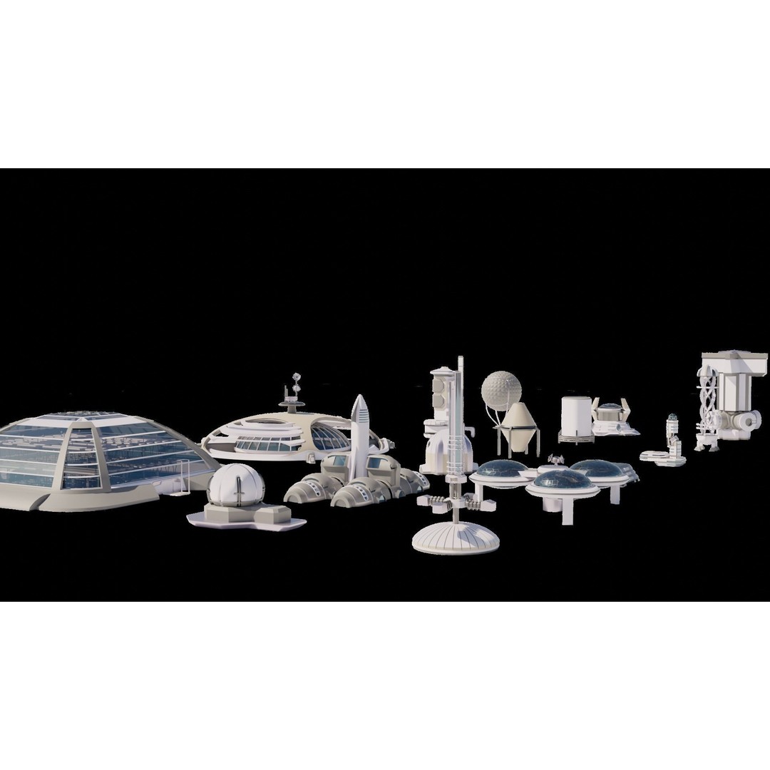 Stylized Space Buildings 3D Model – Low Poly Game Asset, FBX, OBJ - View 26