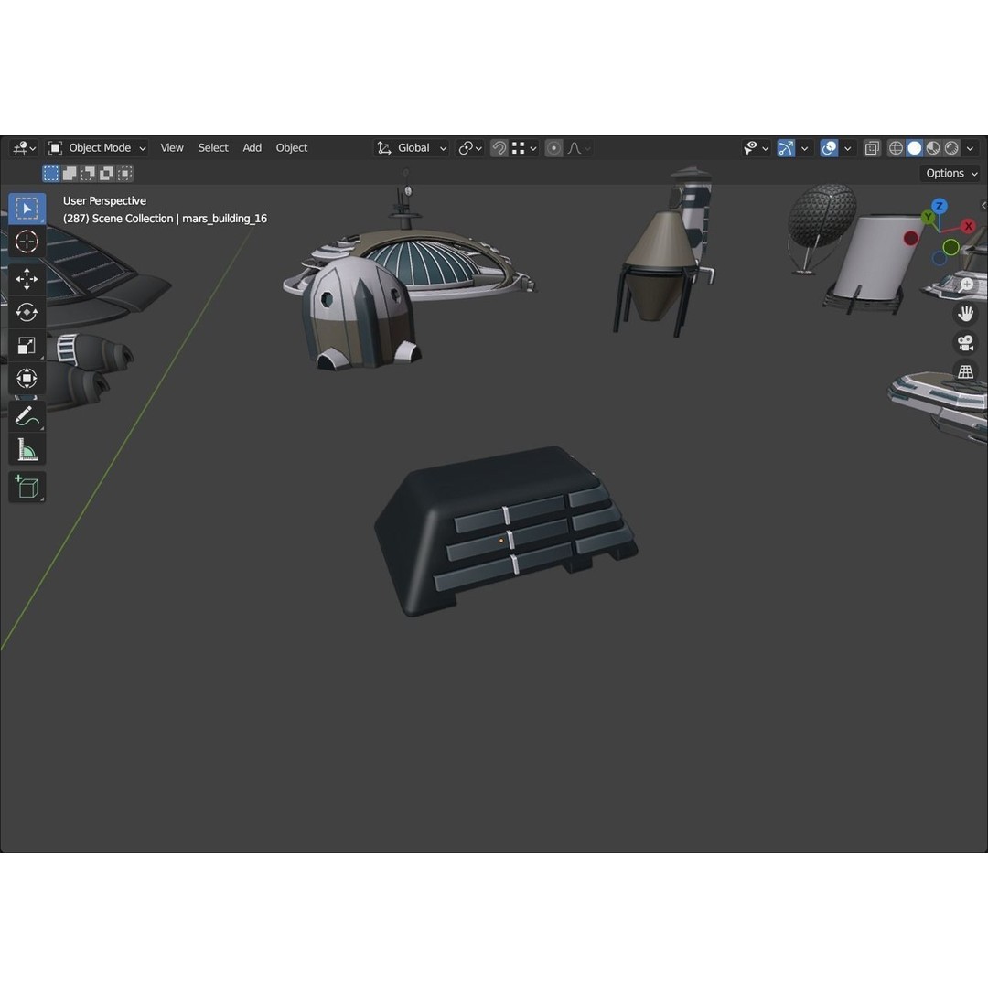 Stylized Space Buildings 3D Model – Low Poly Game Asset, FBX, OBJ - View 8