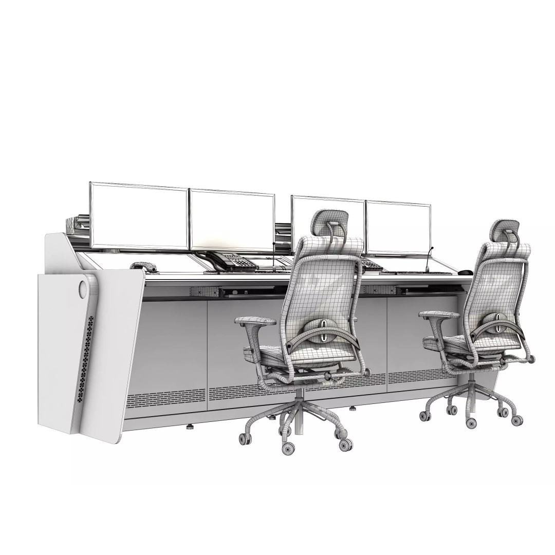 Control Room Desk 3D Model – Low Poly Game Asset, FBX & OBJ